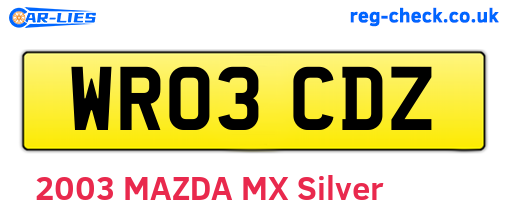 WR03CDZ are the vehicle registration plates.