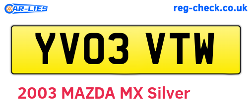 YV03VTW are the vehicle registration plates.