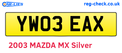 YW03EAX are the vehicle registration plates.