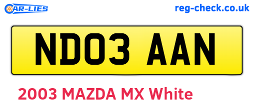 ND03AAN are the vehicle registration plates.