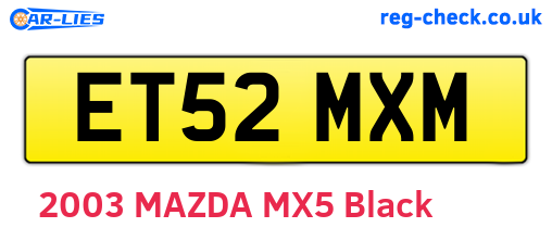 ET52MXM are the vehicle registration plates.