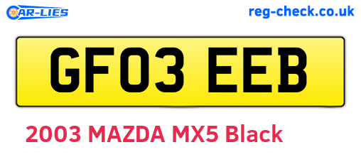 GF03EEB are the vehicle registration plates.