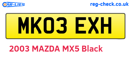 MK03EXH are the vehicle registration plates.