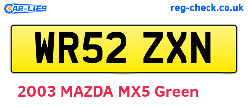 WR52ZXN are the vehicle registration plates.