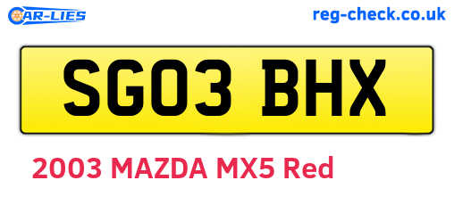 SG03BHX are the vehicle registration plates.