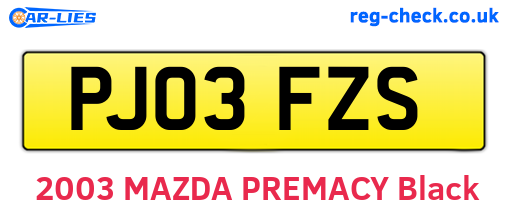 PJ03FZS are the vehicle registration plates.