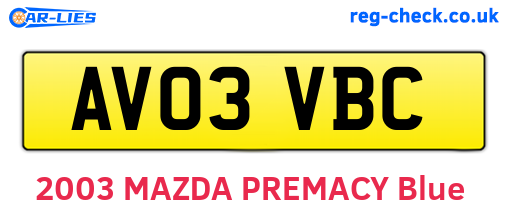 AV03VBC are the vehicle registration plates.
