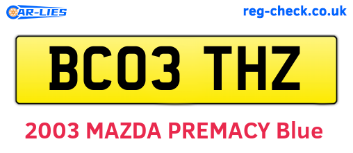 BC03THZ are the vehicle registration plates.