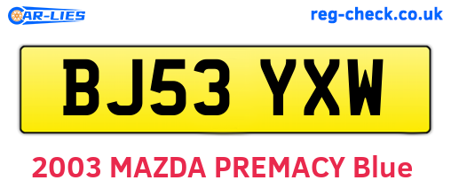 BJ53YXW are the vehicle registration plates.