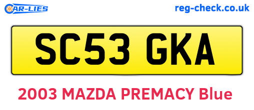 SC53GKA are the vehicle registration plates.