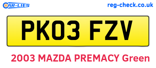 PK03FZV are the vehicle registration plates.