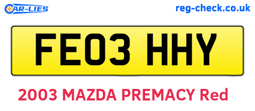 FE03HHY are the vehicle registration plates.