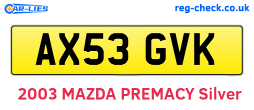 AX53GVK are the vehicle registration plates.