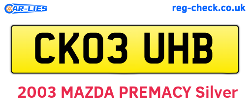 CK03UHB are the vehicle registration plates.