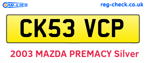 CK53VCP are the vehicle registration plates.