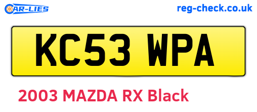 KC53WPA are the vehicle registration plates.