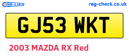 GJ53WKT are the vehicle registration plates.