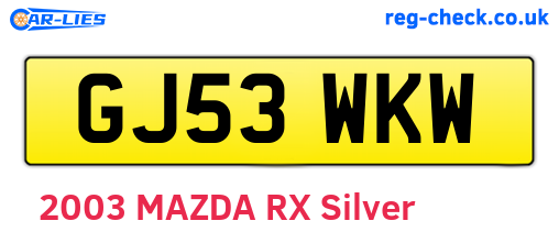 GJ53WKW are the vehicle registration plates.
