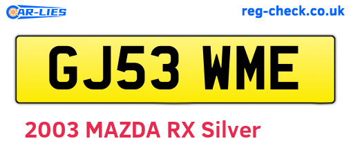 GJ53WME are the vehicle registration plates.