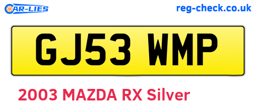 GJ53WMP are the vehicle registration plates.