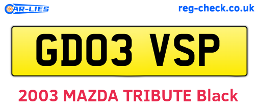 GD03VSP are the vehicle registration plates.