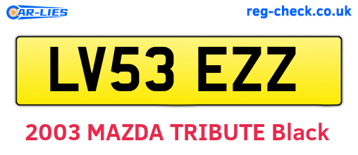 LV53EZZ are the vehicle registration plates.