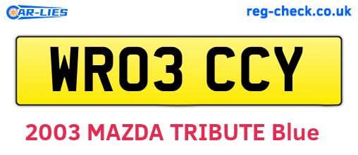 WR03CCY are the vehicle registration plates.