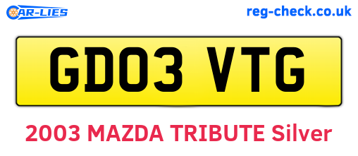 GD03VTG are the vehicle registration plates.