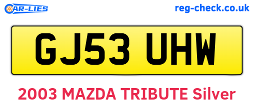 GJ53UHW are the vehicle registration plates.