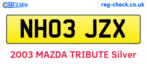 NH03JZX are the vehicle registration plates.