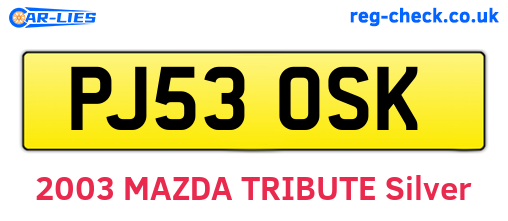 PJ53OSK are the vehicle registration plates.