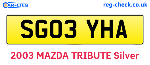 SG03YHA are the vehicle registration plates.