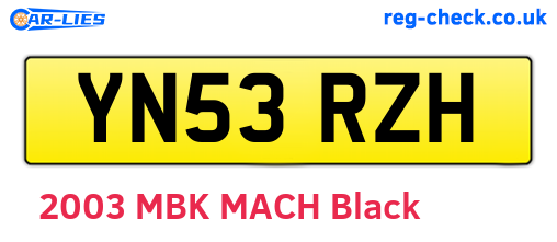 YN53RZH are the vehicle registration plates.
