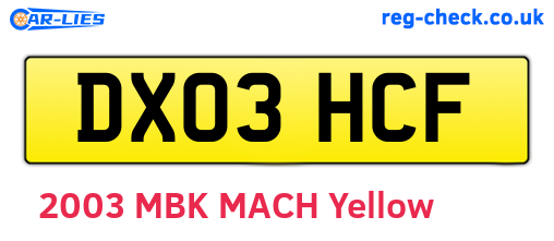 DX03HCF are the vehicle registration plates.