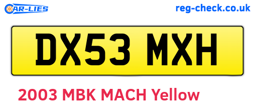 DX53MXH are the vehicle registration plates.