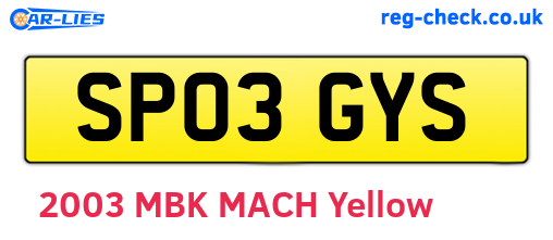 SP03GYS are the vehicle registration plates.