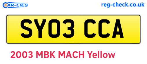 SY03CCA are the vehicle registration plates.