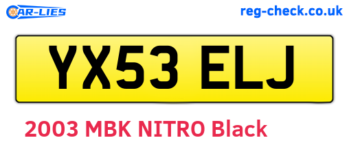 YX53ELJ are the vehicle registration plates.