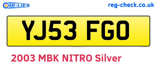YJ53FGO are the vehicle registration plates.