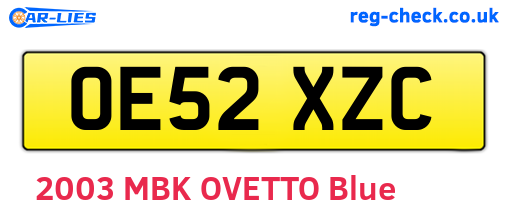 OE52XZC are the vehicle registration plates.