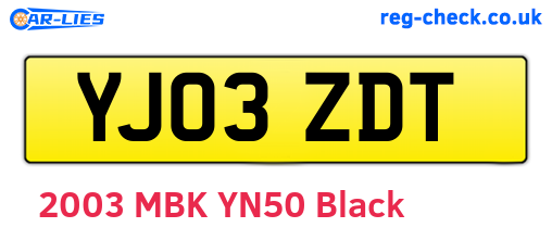 YJ03ZDT are the vehicle registration plates.