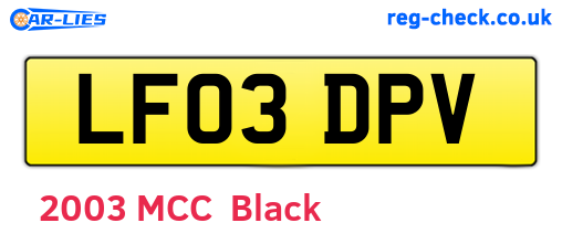 LF03DPV are the vehicle registration plates.