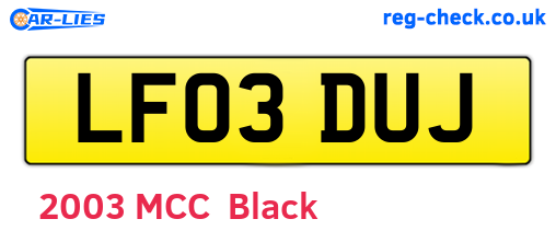 LF03DUJ are the vehicle registration plates.