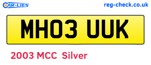 MH03UUK are the vehicle registration plates.