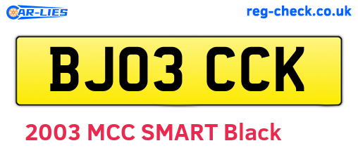 BJ03CCK are the vehicle registration plates.