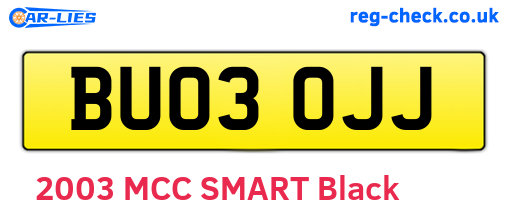 BU03OJJ are the vehicle registration plates.
