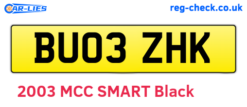 BU03ZHK are the vehicle registration plates.
