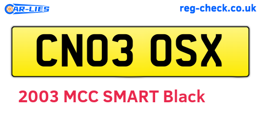CN03OSX are the vehicle registration plates.
