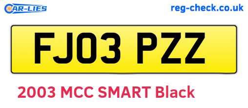 FJ03PZZ are the vehicle registration plates.