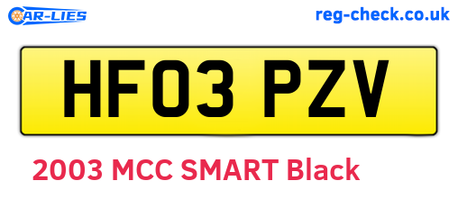 HF03PZV are the vehicle registration plates.